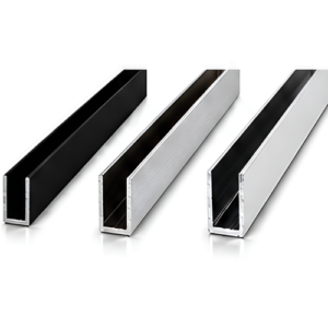 Aluminum U-Channel for Glass – Black, Mill & Chrome Finish